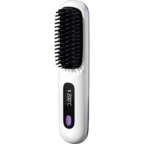 Brosse chauffante sans fil lisseuse de cheveux, fer à lisser brosse ionique négative, 5000mAh rechargeable USB-C, 160-200°C 3 réglages, revêtement céramique, lissage rapide franges, chauffe rapide, lé