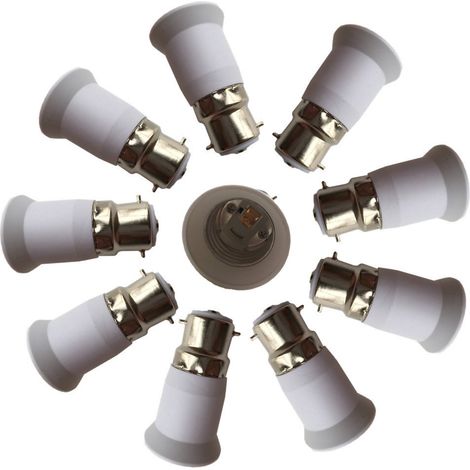 10 PCS B22 vers E27 Adaptateur de Douille, Ampoule LED Base Douille B22 à E26 Lamp Holder Converter (1/4)