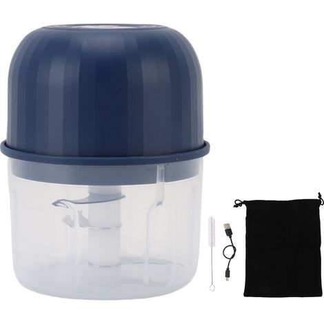 Tritatutto elettrico multifunzione a 3 lame da 260 ml per aglio, cipolla, zenzero, peperoncino e noci, colore blu. (1/5)