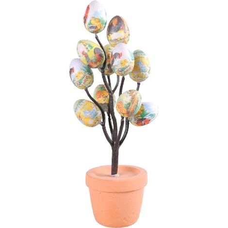 (Motif œuf de Pâques à motif poulet) Plante en pot en forme d'œuf de Pâques, décoration de bureau avec motif dessin animé (1/2)
