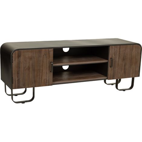 Mueble bajo de madera y metal negro 150x42x58h cm