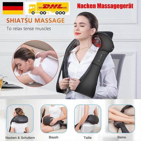 Appareil de massage GETIT Shiatsu avec fonction chauffante pour la nuque et les épaules  masseur de nuque et d'épaules Shiatsu avec fonction chauffante-AquaForge