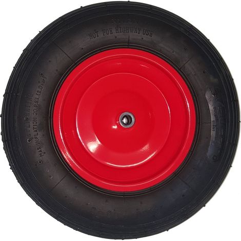 Roue de rechange LIMEX 4.0x8 pour brouette, chariot de jardin, chariot de chantier, rouge, sans essieu de montage, pièce détachée