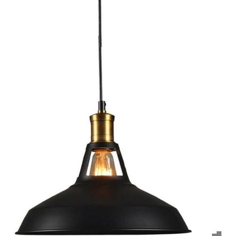 Lustre à tête unique (Culot à vis E27) — Suspension en métal style industriel, Luminaire de plafond — Décoration pour salon, salle (1/5)