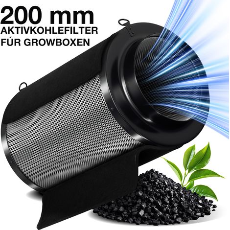 Jiubiaz Filtre à charbon actif 200500mm, filtre carbone anti odeur pour box de culture extracteur gaine avec préfiltre (1/5)