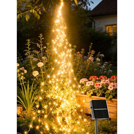 Guirlande Lumineuse Solaire Extérieure 2M 200 LED, 8 Modes Chaîne de Lumière IP65 Étanche pour Arrosoir Balcon Jardin Plantes Terrasse - Blanc Chaud (1/5)