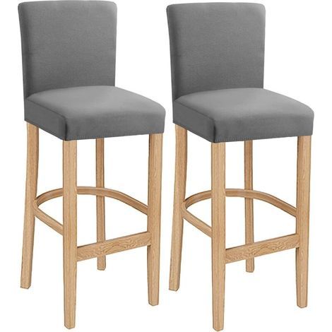Stretchable and removable bar stool cover – Waterproof jacquard fabric – Light grey – Set of 2 (1/5)