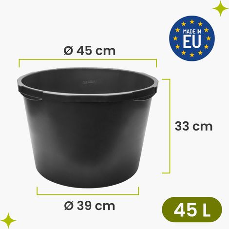Garronda Mörtelwanne 3 Pack 45 L Rund Mörtelkübel Maurerkübel – robuste Kunststoffwanne aus recyceltem PE Mörtelkasten für Baustelle, Garten und Haushalt GD-0170