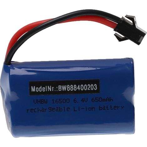 vhbw Batería recargable para modelismo por ej. coche carreras, avión (650mAh, 6,4V, Li-Ion, 54 x 32 x 27mm)