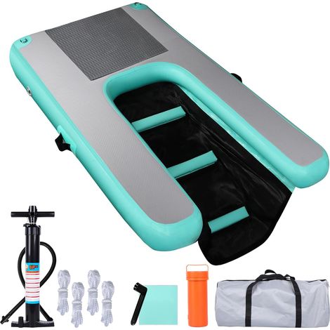 Rampe d'eau Gonflable pour Chien - Rampe d'eau Gonflable - Bâche pour Chiot - Échelle Flottante antidérapante pour Chiens jusqu'à 100 kg - pour Piscine, Bateaux, Docks, Lacs