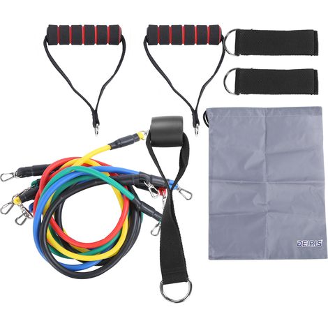 Cordes De Resistance - 5 Cordes Latex Avec Ancrage Porte Et Poignees Rembourrees - Pour Entrainement Maison Tout Corps - 11 Pièces (1/5)