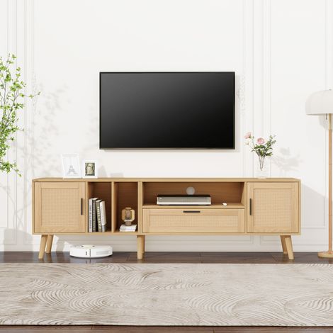 Mueble TV 180 cm color roble de aglomerado, 2 puertas y 1 cajón (1/5)