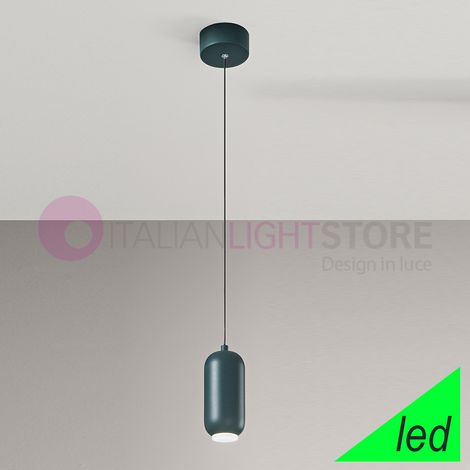 Sospensione BULLET 1 luce LED 9W 492LM 3000K metallo colore petrolio d.7,6cm (1/4)