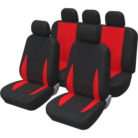 5 Pièces Universel Housse De Protection Siège Voiture, Housse De Siège Auto Antidérapante Anti-Sueur, Ensemble Complet Protections Sièges Voiture à Usage Auto Accessoires(Rouge) (1/5)