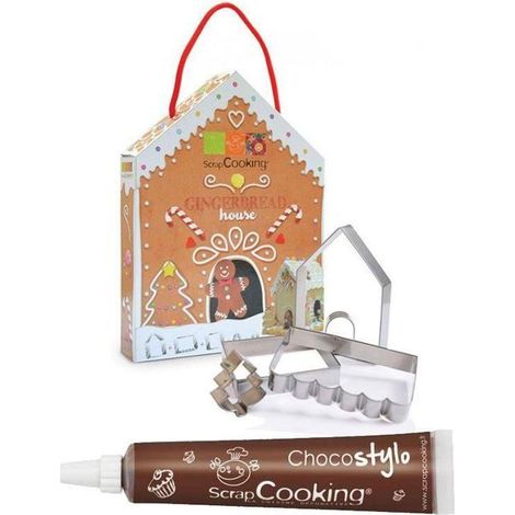 Coffret Découpoirs Maison en pain d'épices + 1 Stylo chocolat
