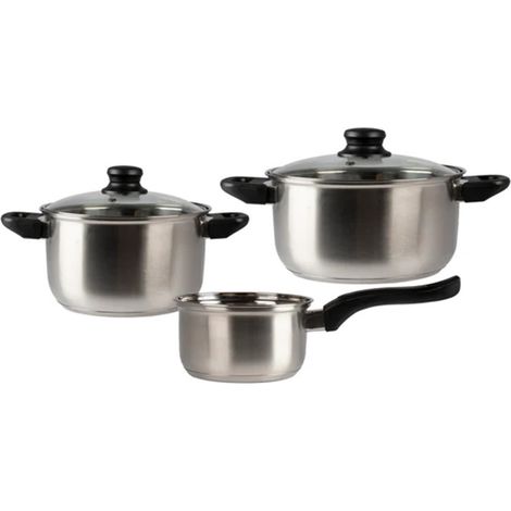 Trade Shop - Batería De Ollas 5 Piezas Magnífica Cocina De Acero Inoxidable Con Fondo De Inducción Completa -
