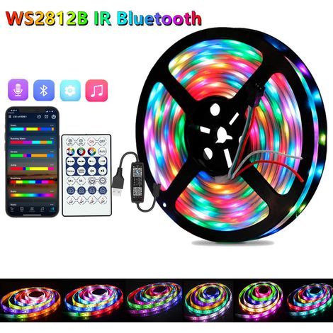 Bande lumineuse LED pour rétroéclairage TV, 3 m, couleurs arc-en-ciel, avec télécommande et application de contrôle, câble USB pour décoration de Noël dans la salle TV (1/5)