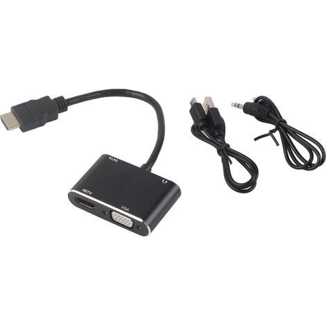 Adaptador HDMI a VGA 4K para PC, monitor y proyector - Convertidor multimedia de alta definición (1/5)