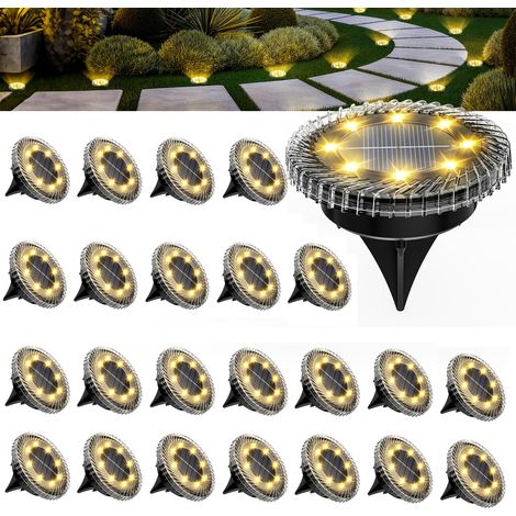 Lot de 24 mini lampes solaires encastrables – Étanches, autonomes – Parfaites pour jardin, allée, entrée et arrière-cour-Lumière chaude (1/5)