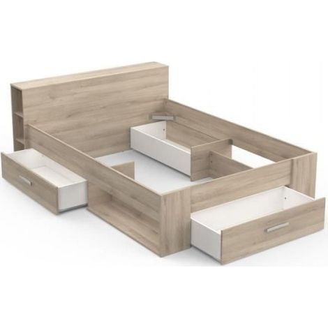 DEMEYERE Lit adulte 140 x 190 cm - Chene Kronberg - Oxygene (1/5)