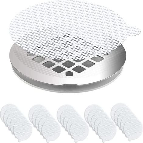 Hair Catcher - 25 Pièces Filtre à Cheveux Jetable pour Drain de Douche - Adhésif Étanche - Diamètre 9 cm - Pour Salle de Bain Cuisine Lavabo (1/5)