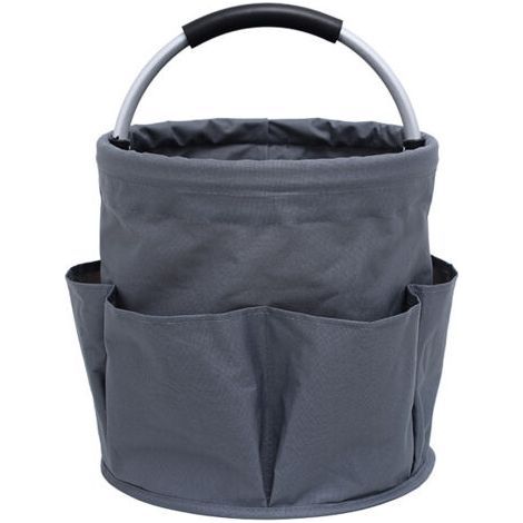 Dark Gray Cleaning Supplies Organizer, Collapsible, with Handle and 6 Storage Pockets, Universal Garden Tool Box, Collapsible Cleaning Bag for Indoor (1/5)