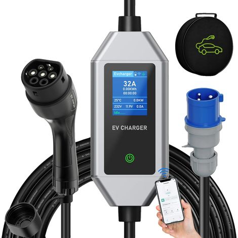 Tragbares EV-Ladegerät, Smarte APP-Steuerung, Einstellbarer Ladestrom, Typ2 10M (1/2)