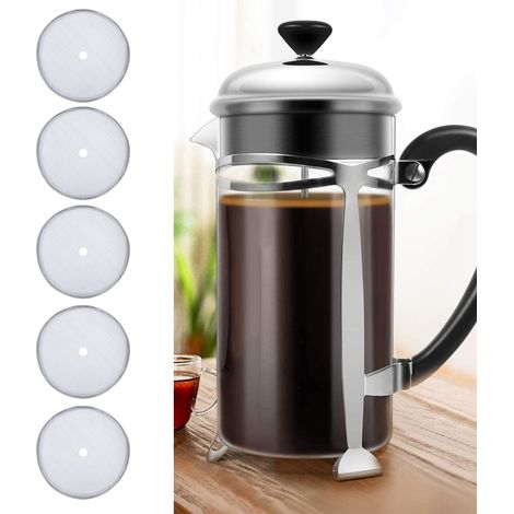 5-teiliges Set Edelstahl-Kaffeefilter für 600-ml-French-Press-Kaffeekanne, Siebfilter-Zubehör (1/5)