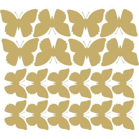 Wandaufkleber Schmetterlinge, große Aufkleber, 20 Stück, mattgold, 70 Mikron