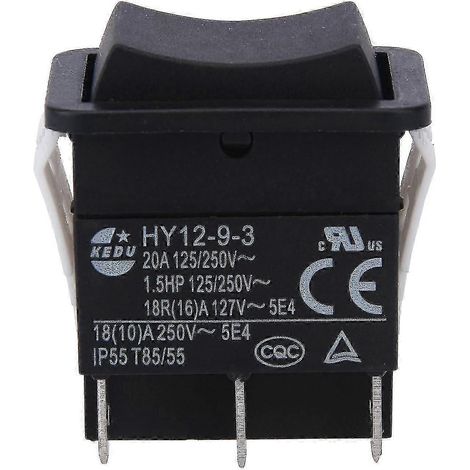 HY12-9-3 Kleiner industrieller Ein-/Ausschalter mit Lichtbogensicherung, einpolig, Wippschalter mit Druckknopf – Gut-1PC (1/2)
