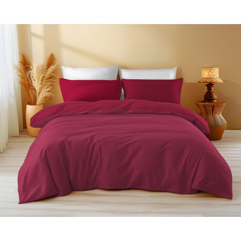 Copripiumino in Cotone Tinta Unita Bordeaux - Tempo di Dormire, 100% Puro Cotone, Morbido, Traspirante, Made in Italy Cm. 250x200