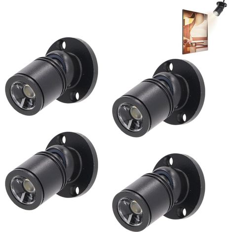 4 Pièces 2.5cm Led Affichage Spotlight, Light Spots Showcase Lights Pour Bijoux Vitrine Entrée Du Porche (Lumière Chaude) [Classe énergétique A]