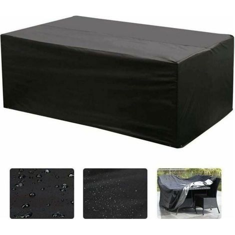 Housse de table rectangulaire Oxford pour salon de jardin protection UV dimensions 210 x 110 x 70 cm noir VHV-Muntra (1/4)