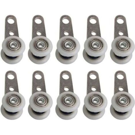 Lot De 10 Roulettes Pour Baies Vitrées Ou Portes Coulissantes - En Métal Et En Plastique - 4,5 X 1,9 Cm