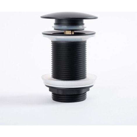 Wanda Collection – Bonde de lavabo clic-clac noir mat – Système de fermeture par pression – Diamètre 40mm – Hauteur 100mm – Compatible vasques sans trop-plein