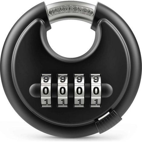 Cadenas à combinaison à 4 chiffres - Cadenas à disque sans clé pour portails, abris de jardin, espaces de rangement, résistant aux intempéries, conception robuste