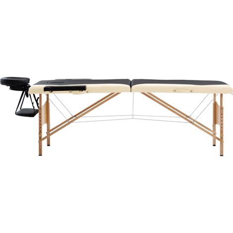Table de massage pliable 2 zones Bois Noir et beige CFW329305 (1/5)