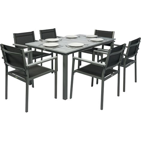 Outsunny Garden Dining Set with Acacia Wood Table Top, Stackable Chairs (1/5)