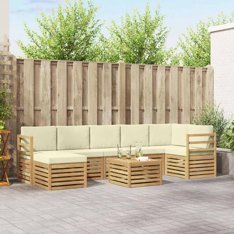 vidaXL Outdoor-Sofagarnitur 8 pcs Weiß und Creme 59 x 59 x 37 cm (1/5)