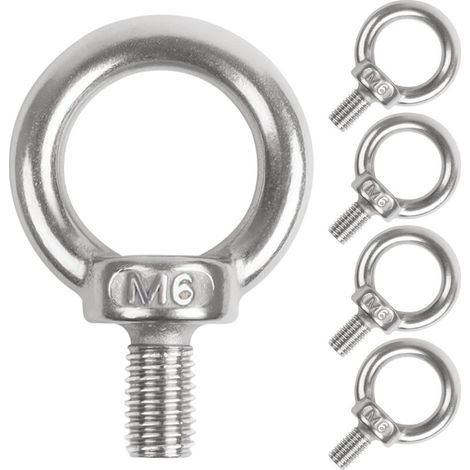 5 boulons à œil M6, acier inoxydable 304, fixation suspendue pour pots de fleurs, balançoires et ornements extérieurs (1/5)