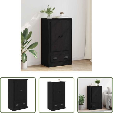 vidaXL Hochschrank Schwarz - Highboard Schwarz Eichen-Optik 60 x 35,5 x 103,5 cm (1/5)