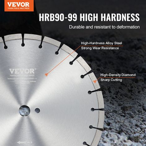 Disque à Tronçonner Diamanté 350 mm, Disque Diamant Humide ou Sèche, Lame de Scie à Béton avec Dents Plates de 12 mm, Diamètre du T… (1/5)