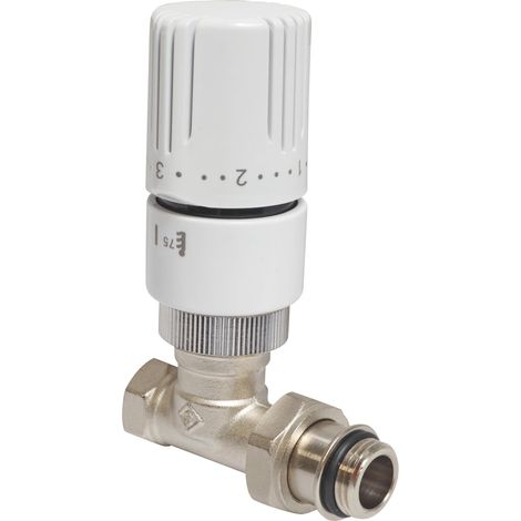 Robinet thermostatique droit 3/8" M30x15, réglable de 5 à 29°C, joint torique intégré, compatible avec radiateurs 12/17, installation en plinthe, multicouleur (1/3)