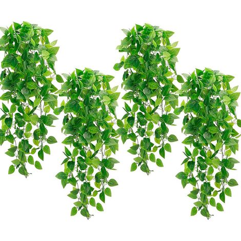 4 Stück Künstliche hängende Pflanzen, 110cm Grüne Blätter Hängepflanze Kunstpflanze für Außenbereich Balkon Hochzeit Garten Hochzeit Wanddeko - Grüner Dill