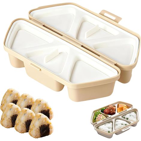 Moule à sushis/boulettes de riz de 21 cm (kaki, 6 cavités) – Idéal pour les familles, les enfants et les amateurs de bento  parfait pour l'école, les pique-niques ou le bureau (1/5)