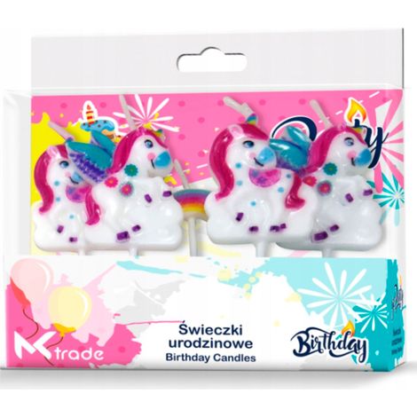 Geburtstagskerzen 5 cm 5 Stück Einhörner mit Regenbogen (1/4)