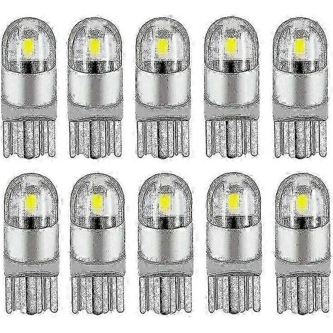 Lot de 10 ampoules LED blanches 6000K Canbus T10 168 194 W5W pour plafonnier, plaque d'immatriculation et feux de position latéraux (1/5)