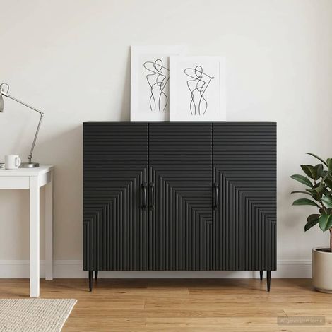 Credenza Nero 89 x 34,5 x 80 cm Legno ingegnerizzato vidaXL (1/5)