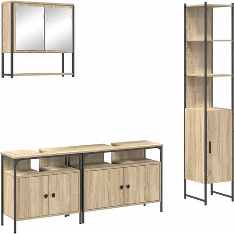 Maison Exclusive - Set di mobili per il bagno con lo scaffale 4 pcs Rovere Sonoma