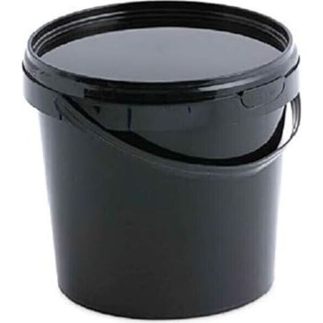 Secchio in Plastica nero con coperchio a siggillo di tenuta stagna misura 6 Lt